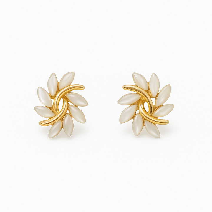 Elegant and Exquisite Opal Petal Circle Stud Earrings in Gold