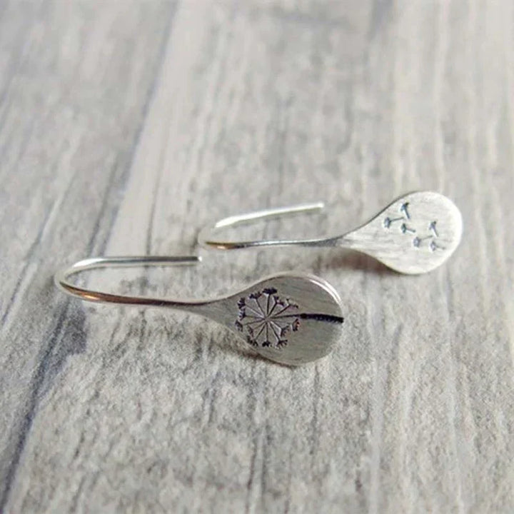 Silver Dandelion Leaf Earrings
