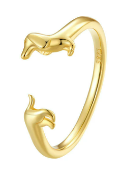 Adjustable Dachshund Ring made of 925 Silver