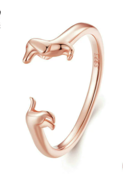 Adjustable Dachshund Ring made of 925 Silver