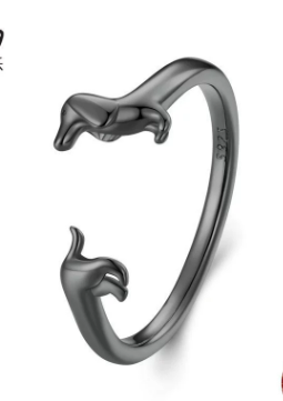Adjustable Dachshund Ring made of 925 Silver